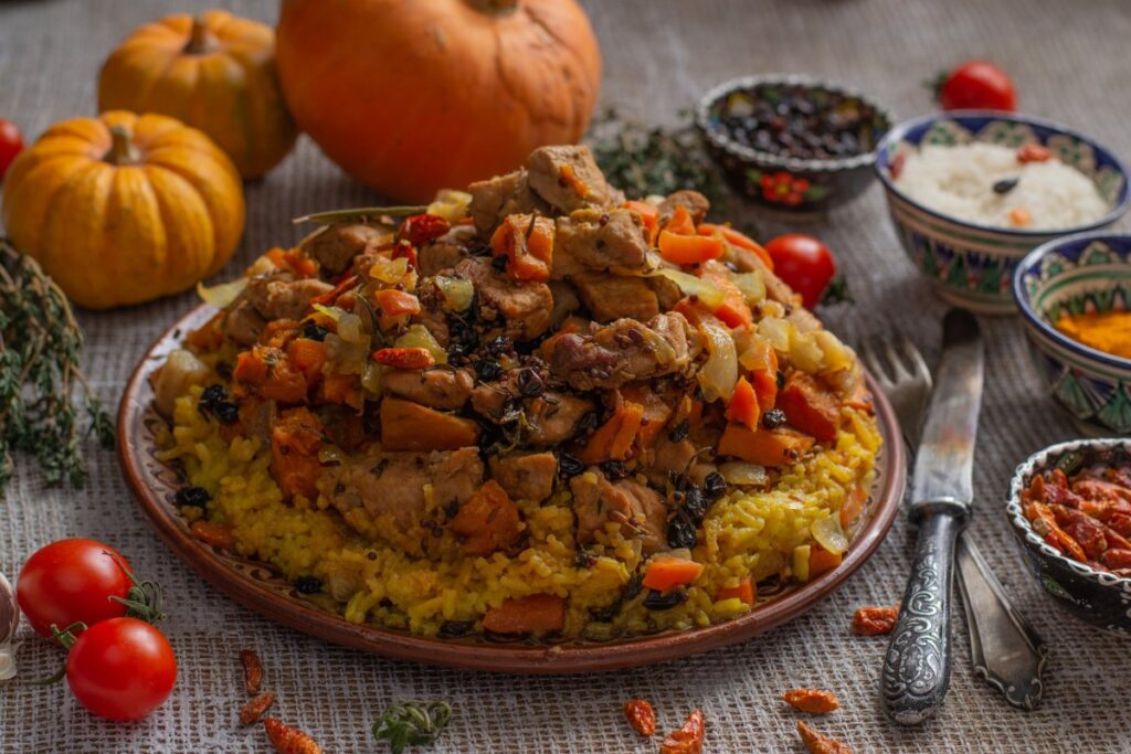 Плов с бараниной, каштанами и гранатом Говурма