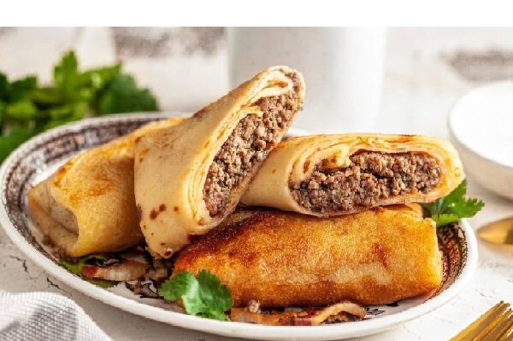 Блины с мясом, запечённые в духовке